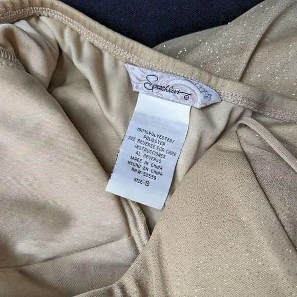 Vintage y2k Speechless Gold Midi Dress Fairycore Glitter Halter Siren Size S - Picture 8 of 12